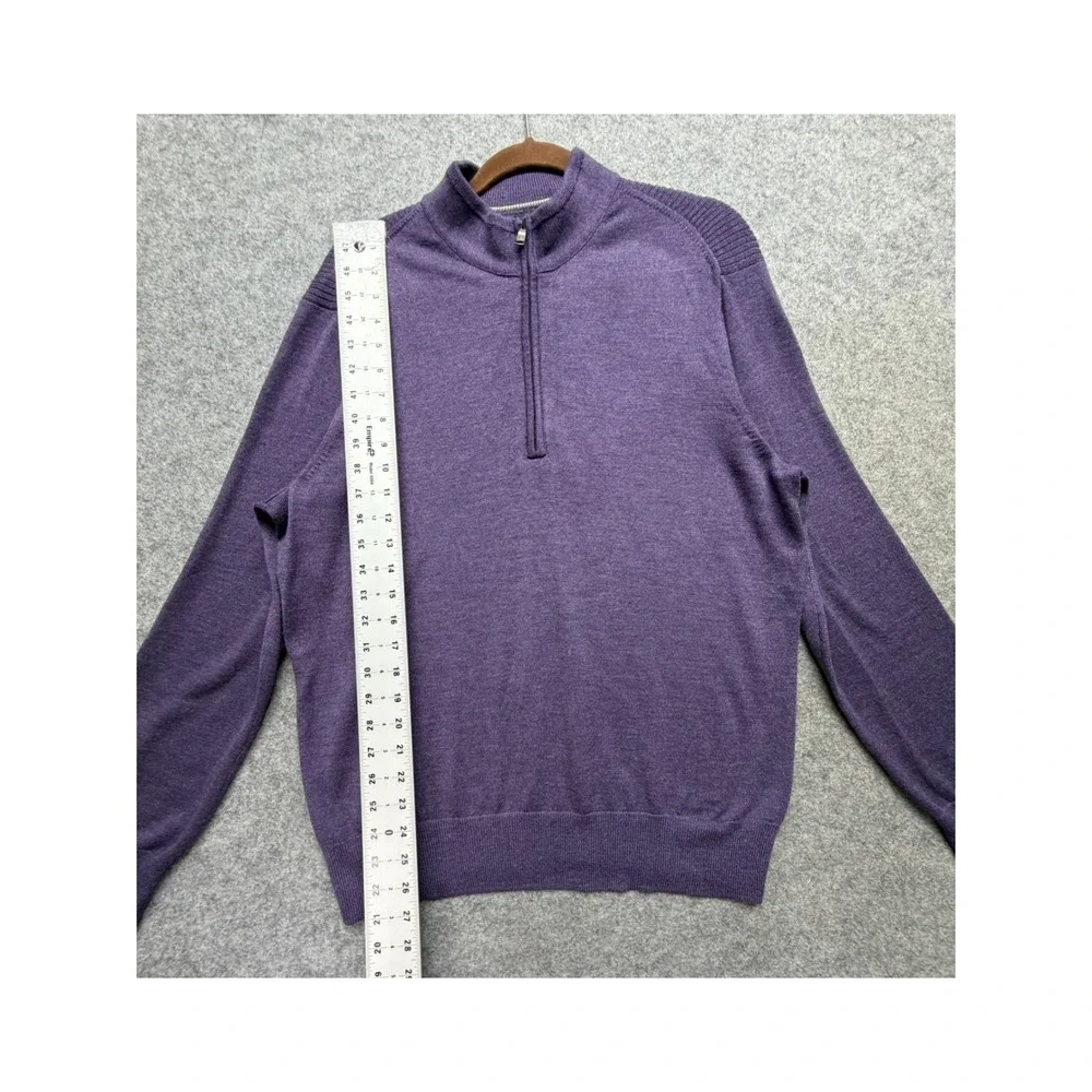 Banana Republic Mens Purple Merino Wool Blend 1/4 Zip Sweater Large Mock Neck